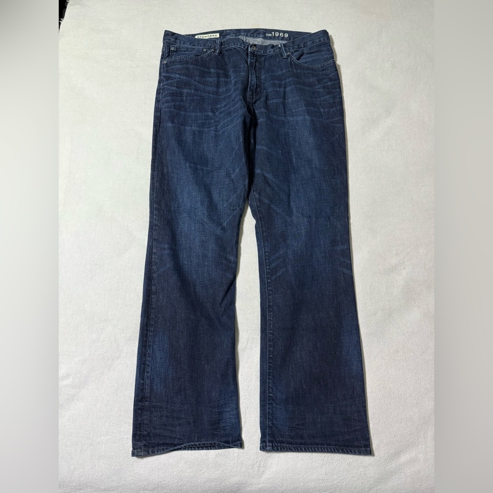 Gap‎ 1969 Jeans Mens 40x33 Blue Standard Straight Dark Wash Mid Rise Denim